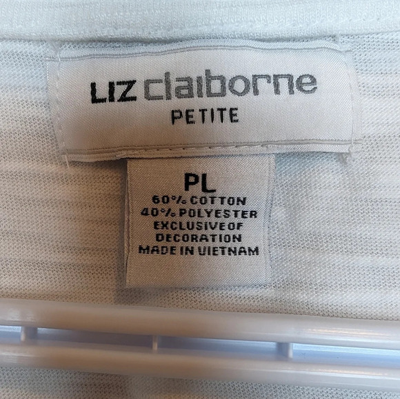 Liz Claiborne Petite White Sleeveless Cotton Blend Fringed  Tank Top PL - Picture 3 of 5